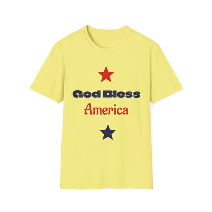 T-Shirt — "God Bless America" Patriotic Stars Tee