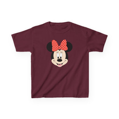 Kids Minnie Mouse Face T-Shirt — Cute Bow Graphic Tee for Toddlers & Little Kids