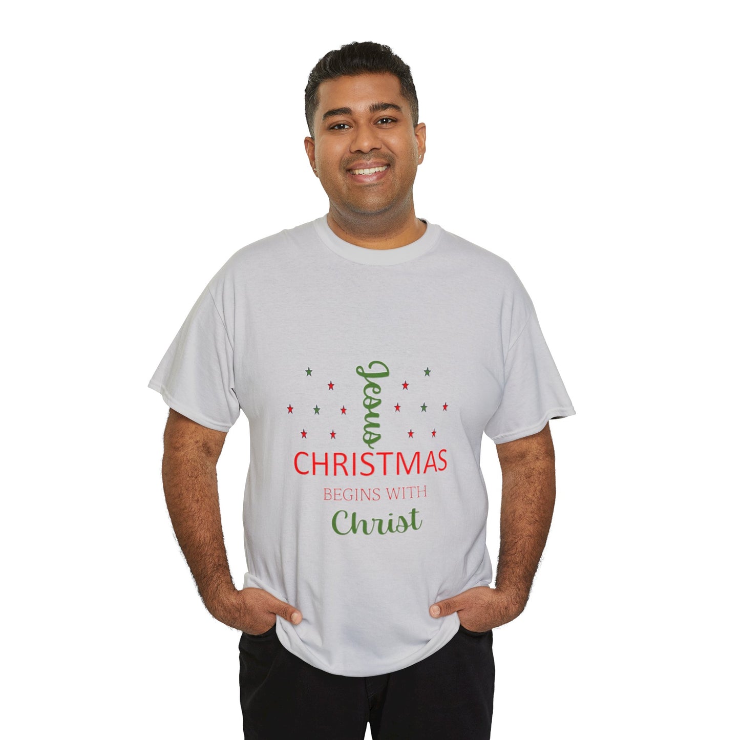 Christmas Begins With Christ Unisex Heavy Cotton Tee