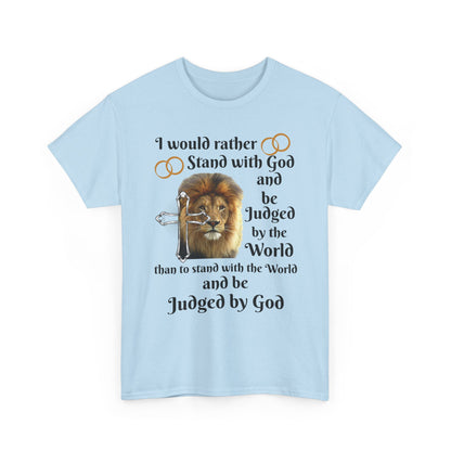 Christian Lion T-Shirt — "I Would Rather Stand with God" Faith Graphic Tee