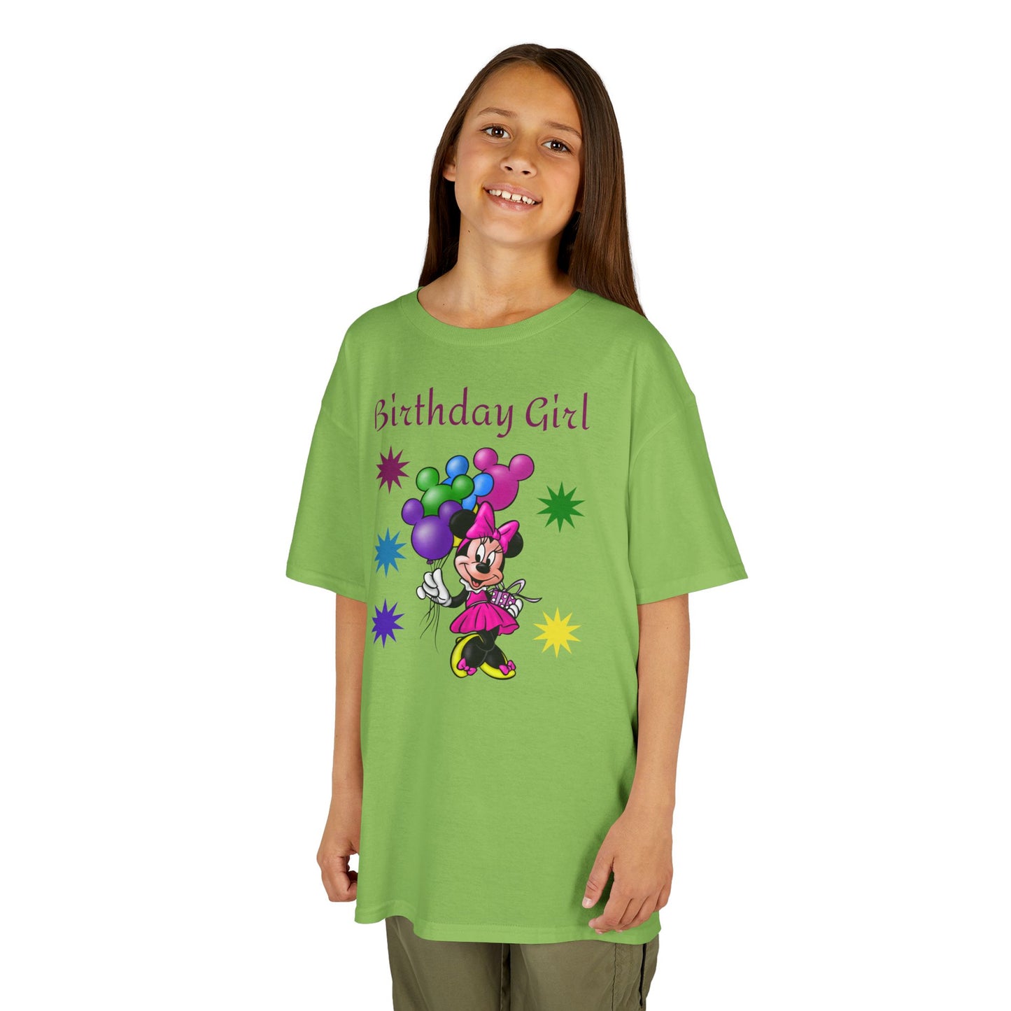 Kids Birthday Tee — "Birthday Girl" Minnie Balloon Party Shirt