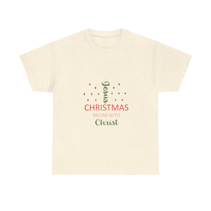 Christmas Begins With Christ Unisex Heavy Cotton Tee
