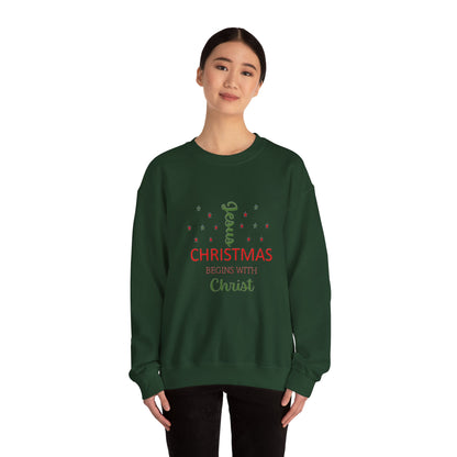 Christmas Begins With Christ Unisex Heavy Blend Hooded Sweatshirt