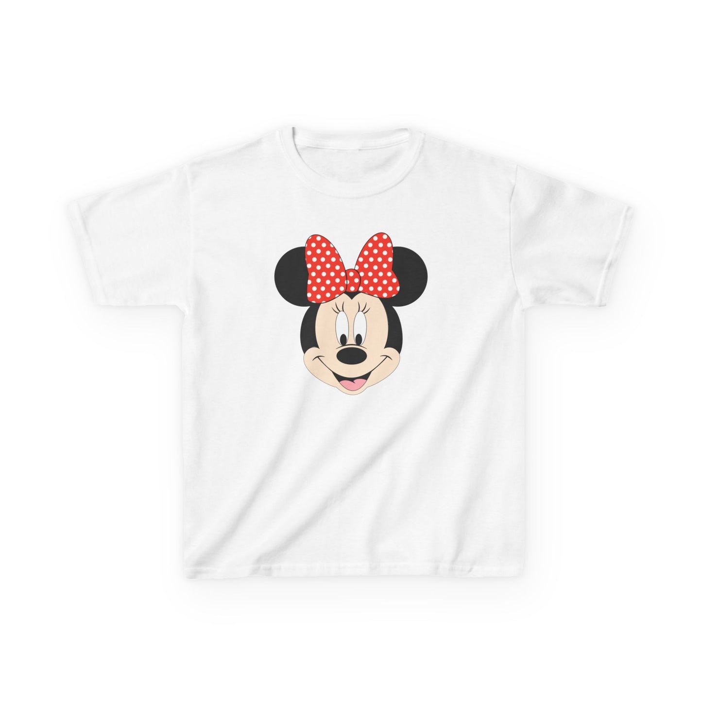 Kids Minnie Mouse Face T-Shirt — Cute Bow Graphic Tee for Toddlers & Little Kids