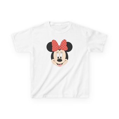 Kids Minnie Mouse Face T-Shirt — Cute Bow Graphic Tee for Toddlers & Little Kids