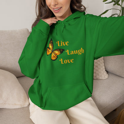 Butterfly "Live Laugh Love" Hoodie - Cozy Inspirational Graphic Sweatshirt