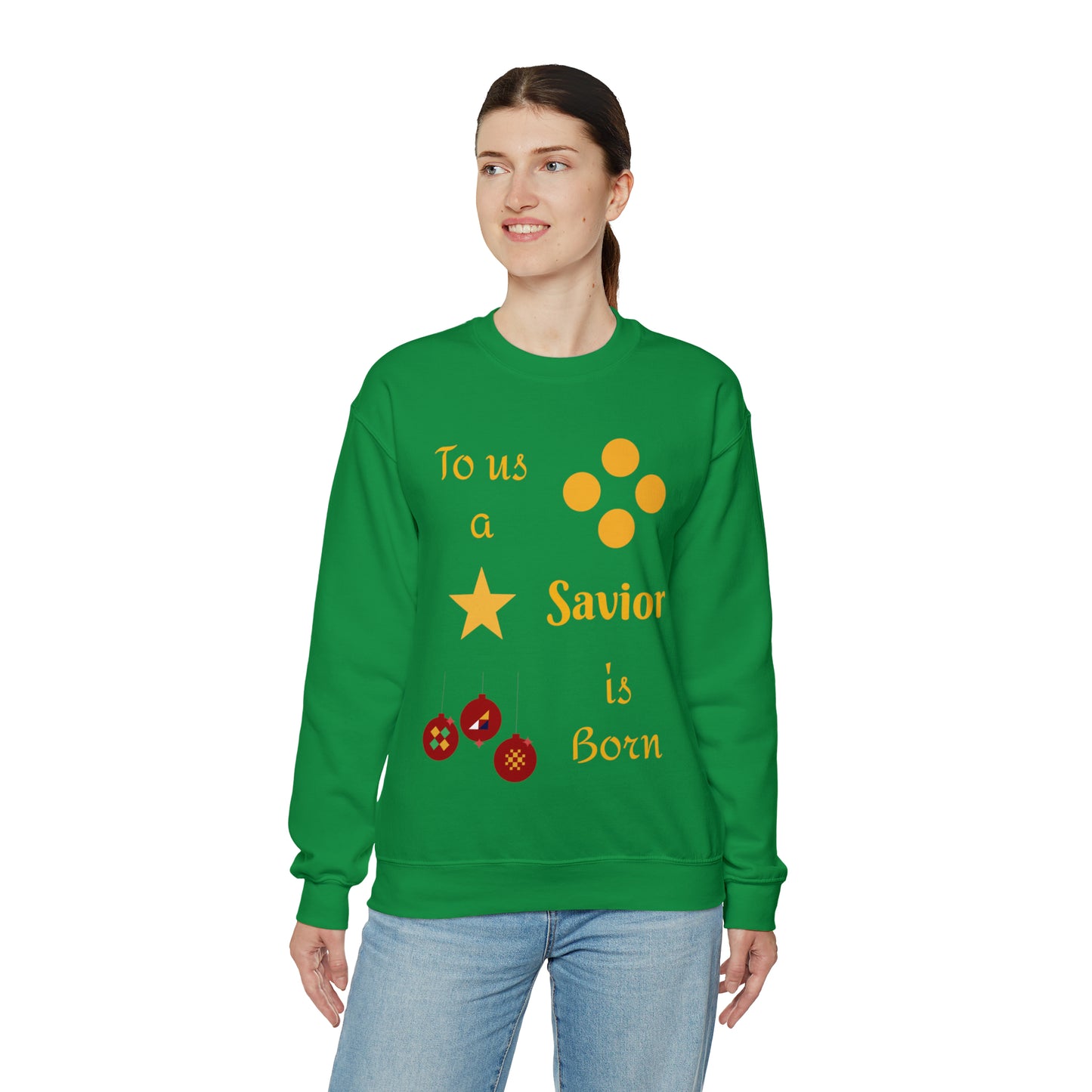 To us a Savior is Born Crewneck Sweatshirt