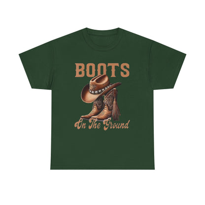Cowboy Boots T-Shirt — "Boots On The Ground" Western Graphic Tee