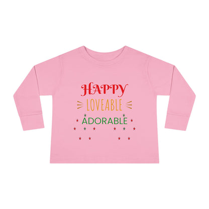 Happy Loveable Adorable Toddler Long Sleeve Tee