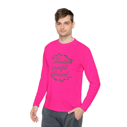 Long Sleeve Tee — "Thankful, Grateful, Blessed" Autumn Wreath Design