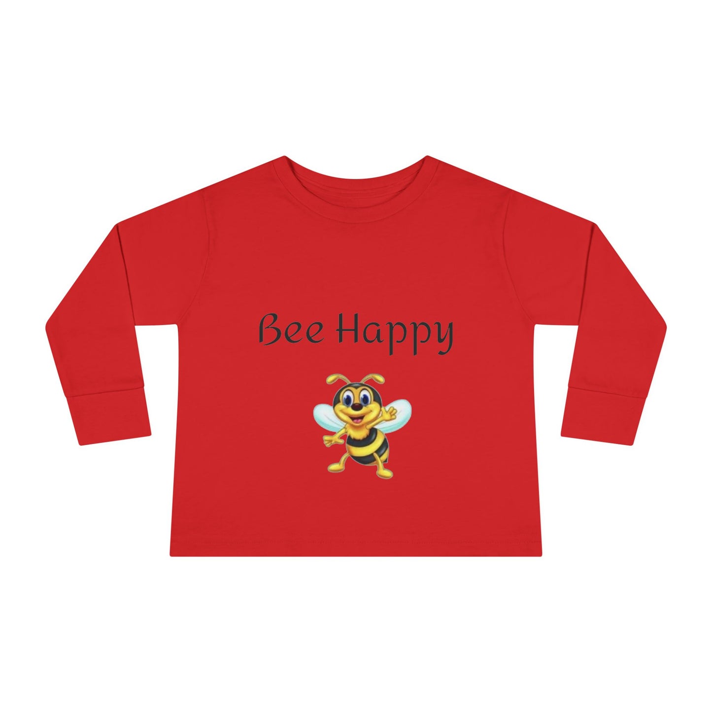 Toddler Long Sleeve Tee - "Bee Happy" Cute Bee Graphic Kids Shirt