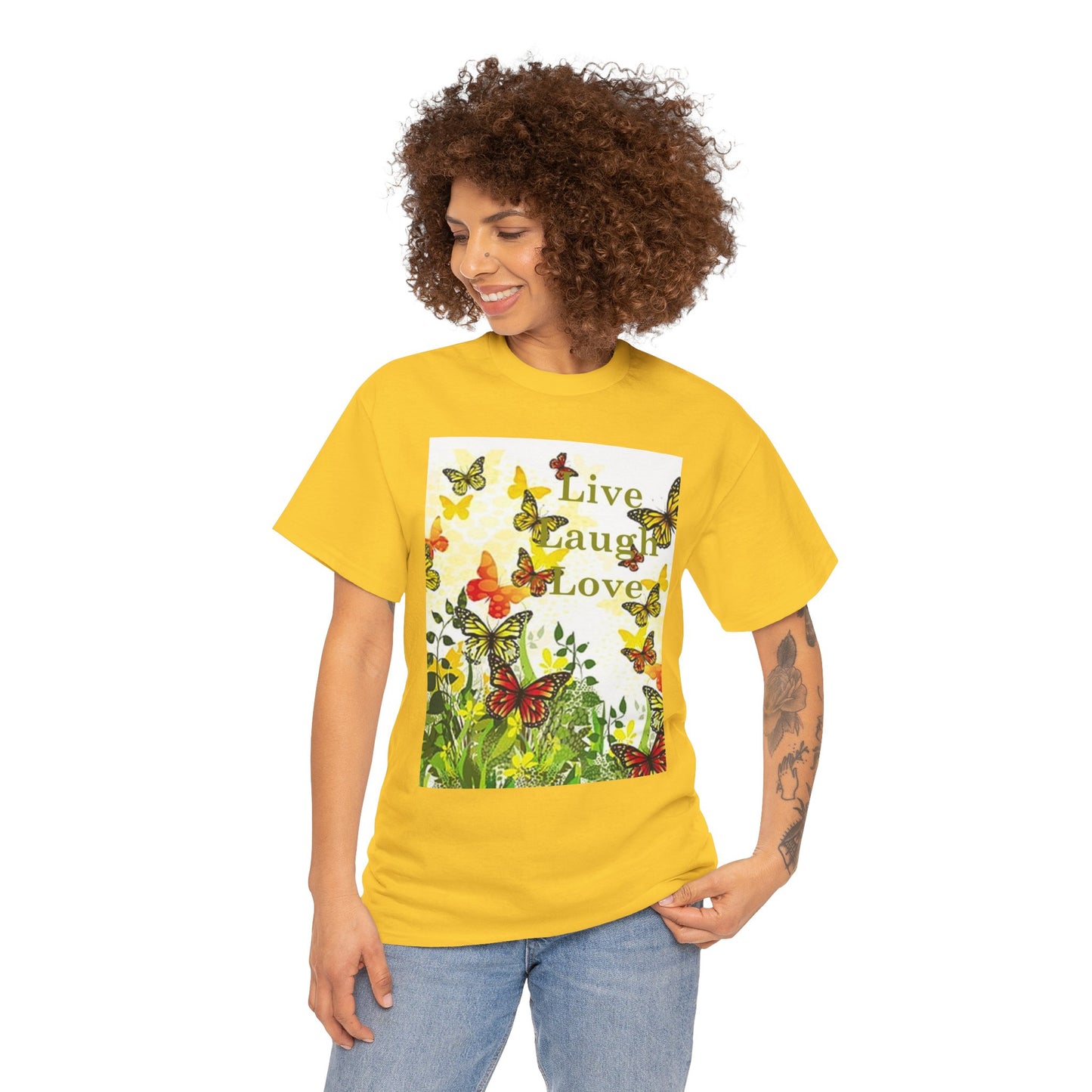 Live Laugh Love Butterfly T-Shirt — Floral Spring Garden Tee