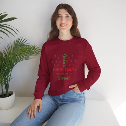 Christmas Begins With Christ Unisex Heavy Blend Hooded Sweatshirt