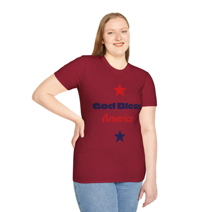 T-Shirt — "God Bless America" Patriotic Stars Tee