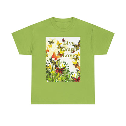 Live Laugh Love Butterfly T-Shirt — Floral Spring Garden Tee