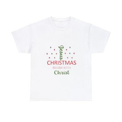 Christmas Begins With Christ Unisex Heavy Cotton Tee