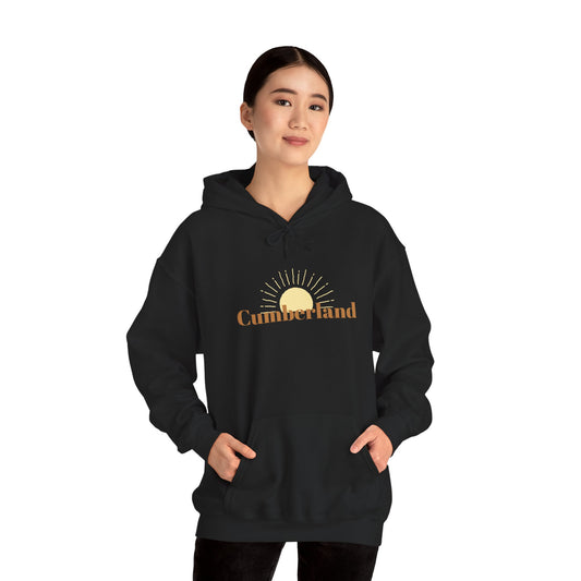Cumberland Sunrise Hoodie — Retro Sun Graphic Hooded Sweatshirt