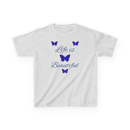 Kids T-Shirt — "Life is Beautiful" Blue Butterfly Tee