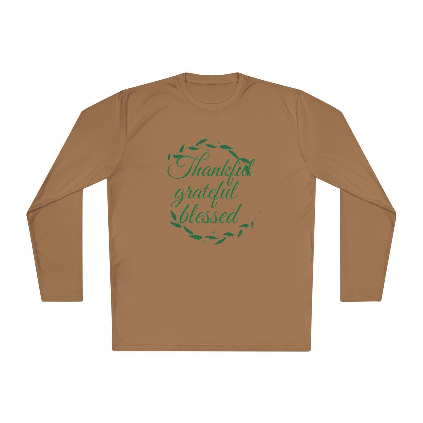 Long Sleeve Tee — "Thankful, Grateful, Blessed" Autumn Wreath Design