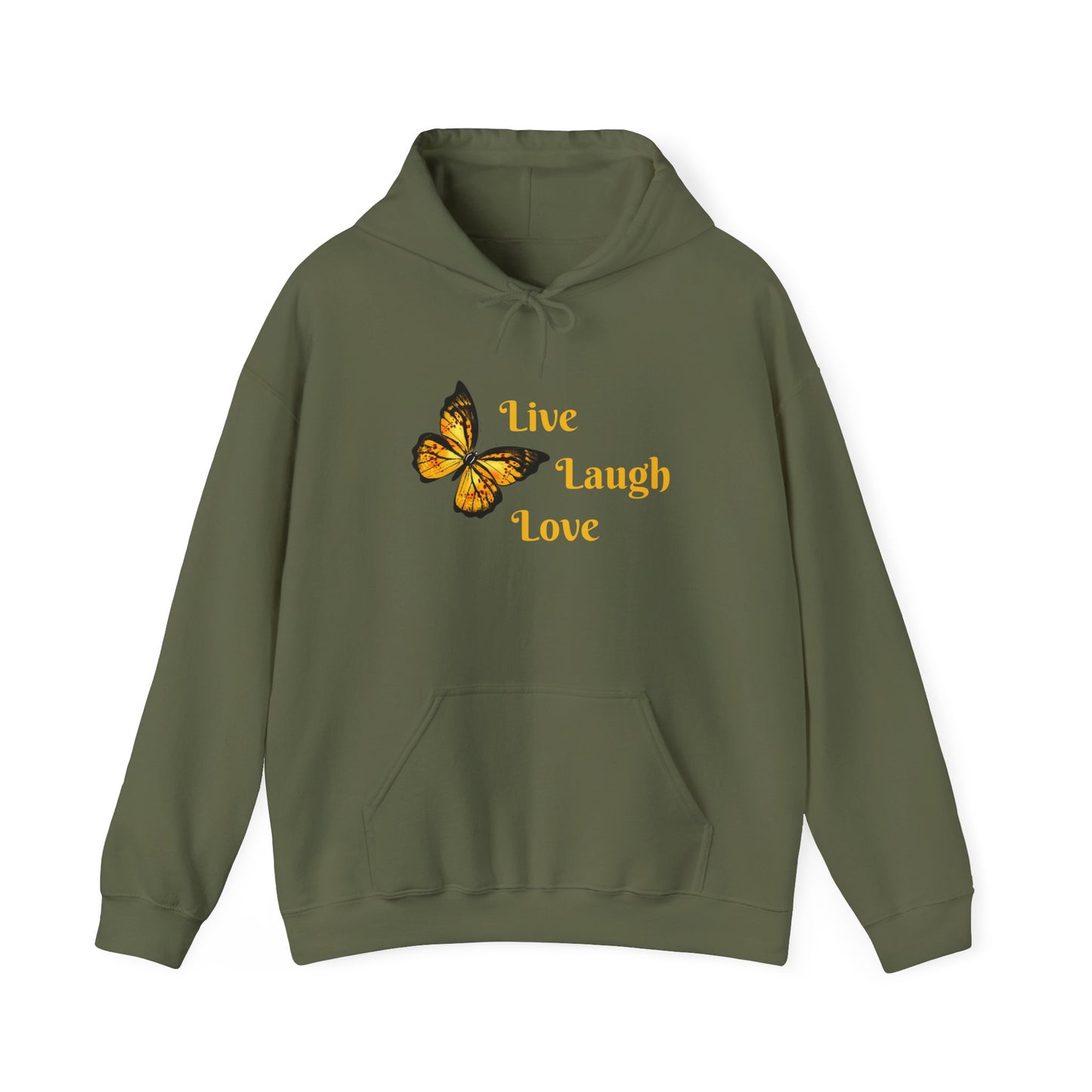 Butterfly "Live Laugh Love" Hoodie - Cozy Inspirational Graphic Sweatshirt