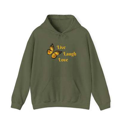 Butterfly "Live Laugh Love" Hoodie - Cozy Inspirational Graphic Sweatshirt