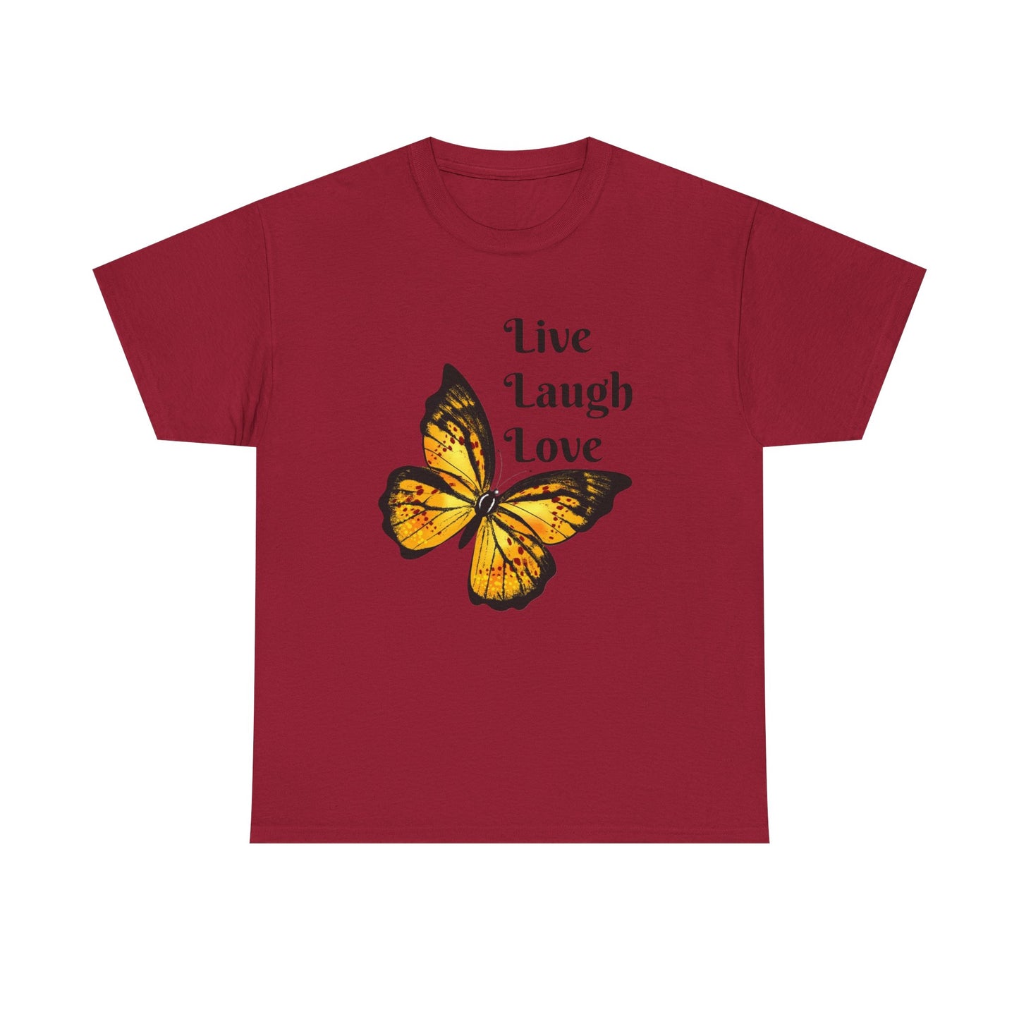 Live Laugh Love Butterfly T-Shirt — Inspirational Floral Tee