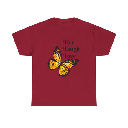 Live Laugh Love Butterfly T-Shirt — Inspirational Floral Tee
