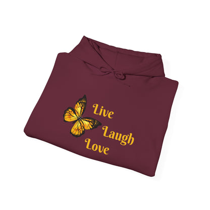 Butterfly "Live Laugh Love" Hoodie - Cozy Inspirational Graphic Sweatshirt