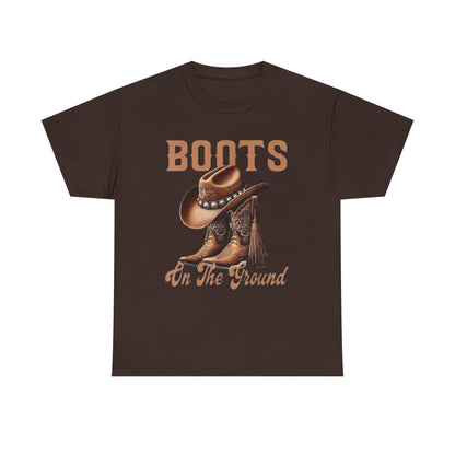 Cowboy Boots T-Shirt — "Boots On The Ground" Western Graphic Tee