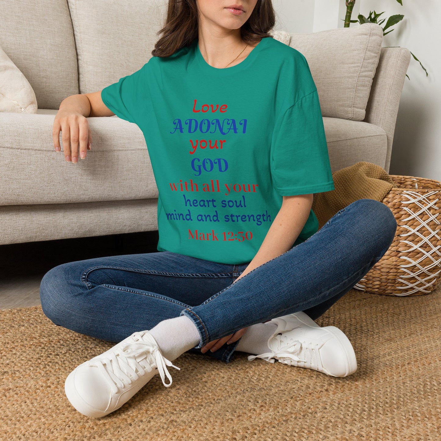 Love Adonai Your God T-Shirt — Mark 12:30 Christian Faith Tee