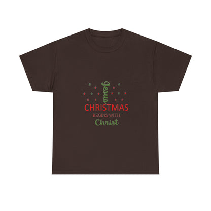 Christmas Begins With Christ Unisex Heavy Cotton Tee