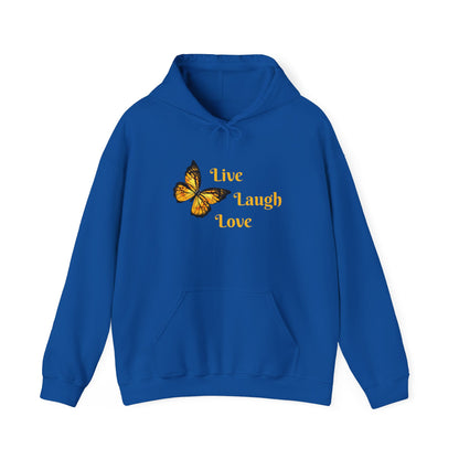 Butterfly "Live Laugh Love" Hoodie - Cozy Inspirational Graphic Sweatshirt