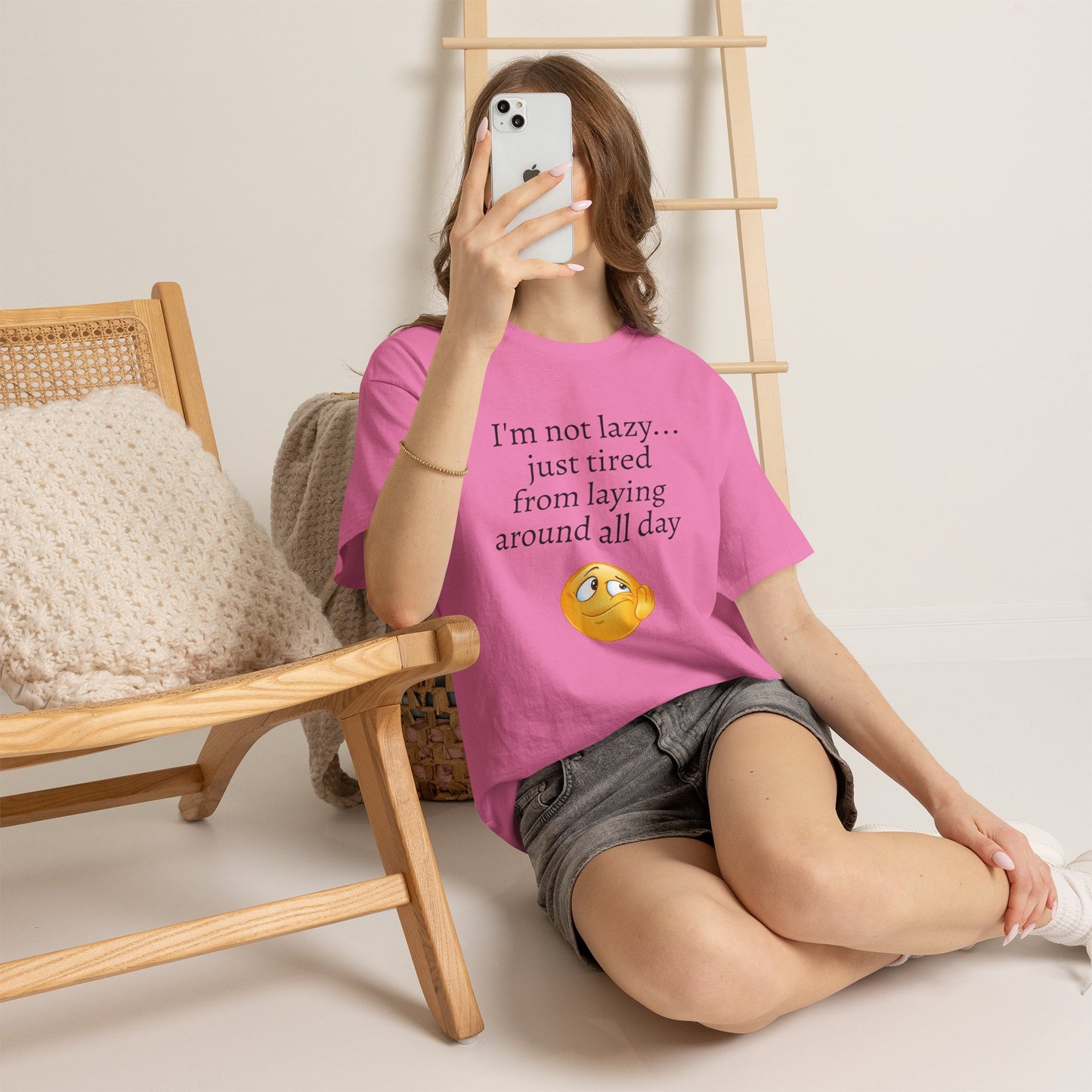Funny "I'm Not Lazy" T-Shirt — Lazy Emoji Cotton Tee
