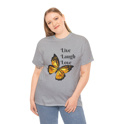Live Laugh Love Butterfly T-Shirt — Inspirational Floral Tee
