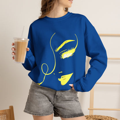 Minimal Gold Face Line Art Sweatshirt