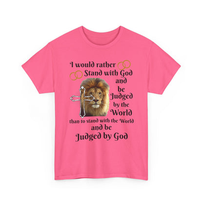 Christian Lion T-Shirt — "I Would Rather Stand with God" Faith Graphic Tee
