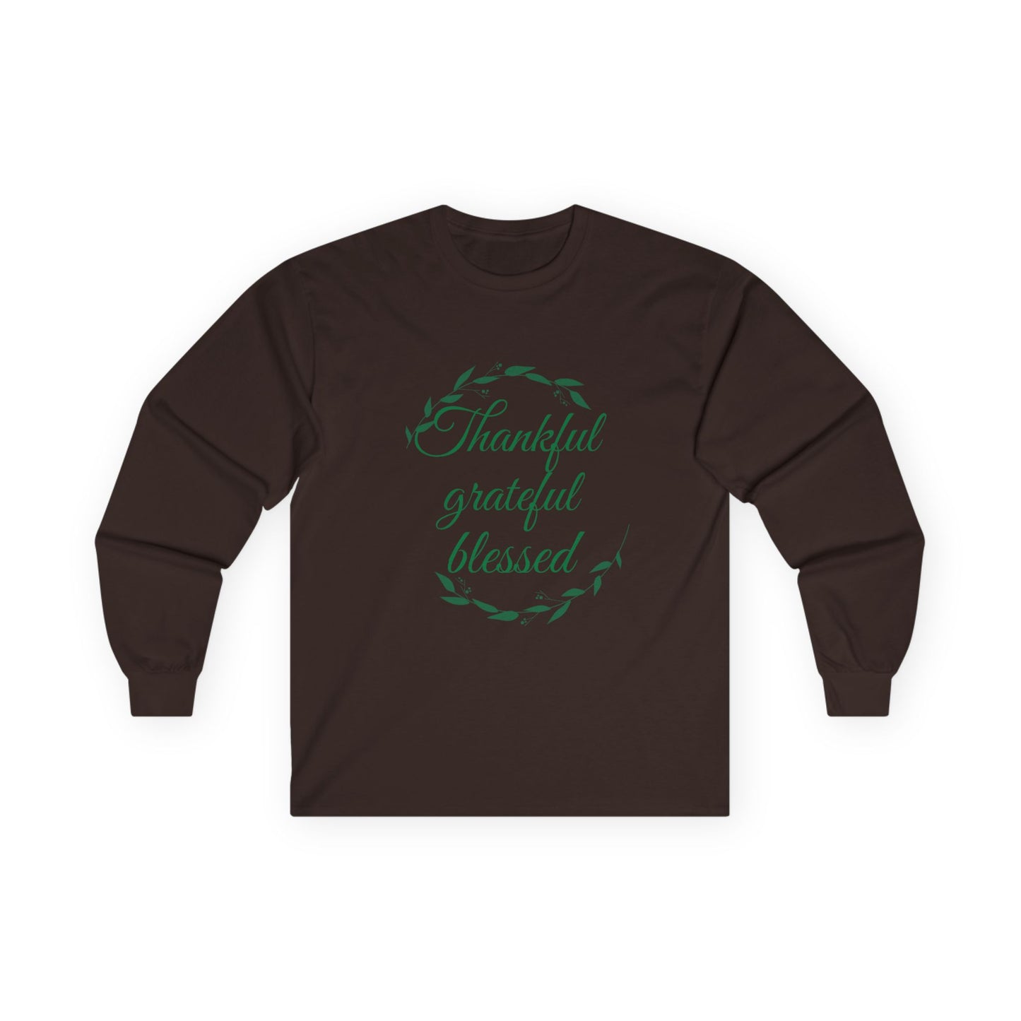 Thankful Grateful Blessed Long Sleeve Tee — Thanksgiving Fall Thankful Shirt