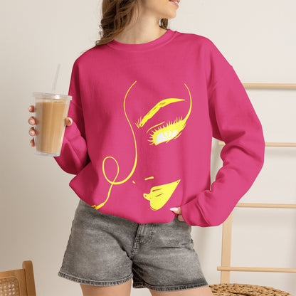Minimal Gold Face Line Art Sweatshirt