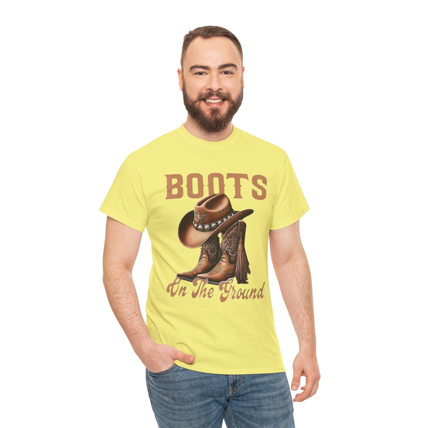 Cowboy Boots T-Shirt — "Boots On The Ground" Western Graphic Tee