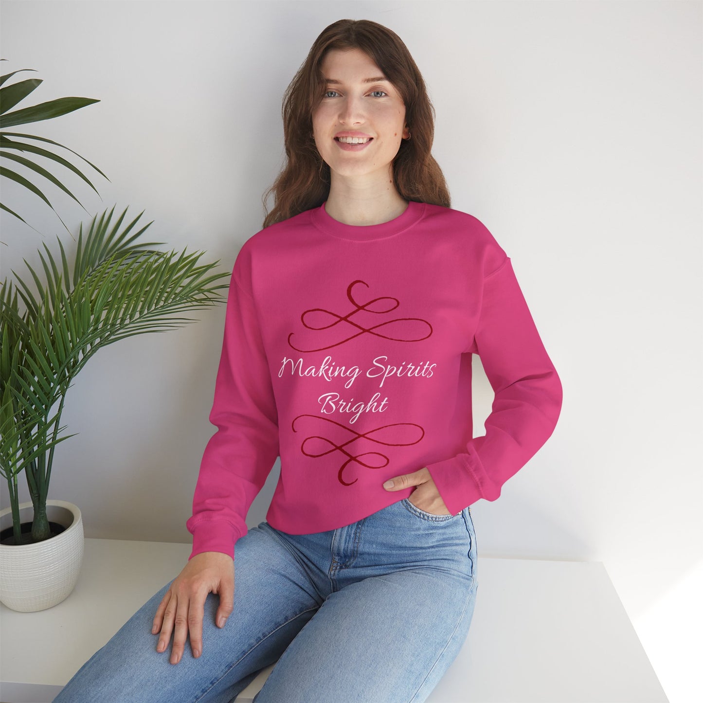 Crewneck Sweatshirt — "Making Spirits Bright" Holiday Sweatshirt (Green)