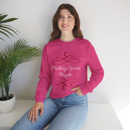 Crewneck Sweatshirt — "Making Spirits Bright" Holiday Sweatshirt (Green)