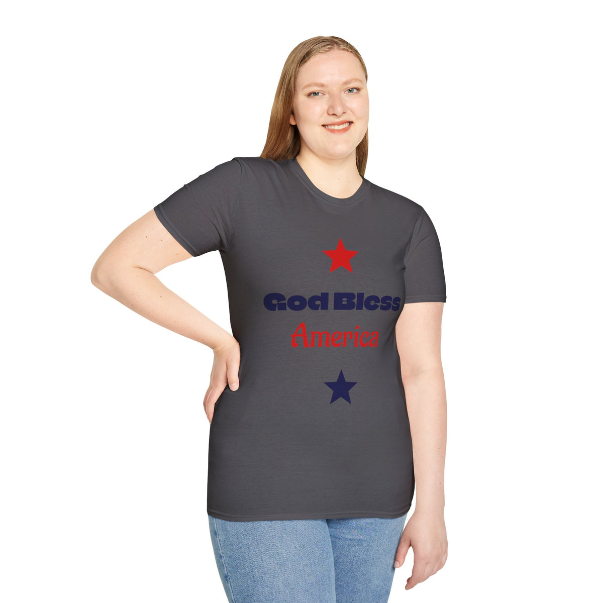 T-Shirt — "God Bless America" Patriotic Stars Tee
