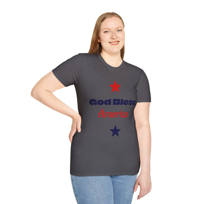 T-Shirt — "God Bless America" Patriotic Stars Tee