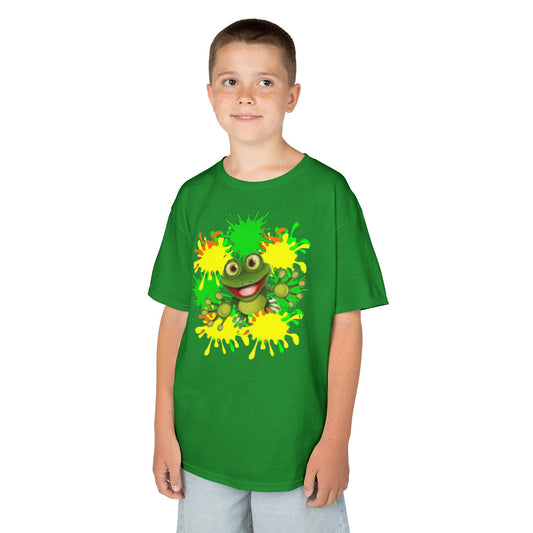 Kids Tee — Happy Green Monster Splash Graphic