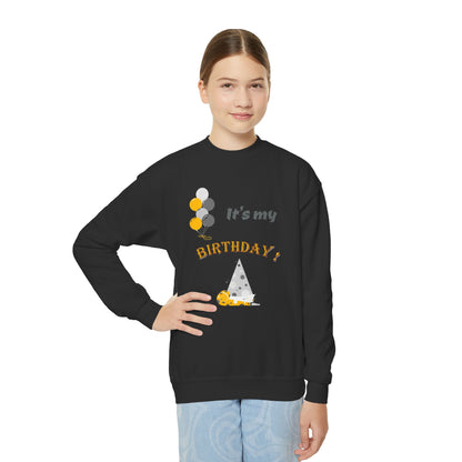 It's My Birthday Youth Crewneck Sweatshirt — Kids' Birthday Sweatshirt