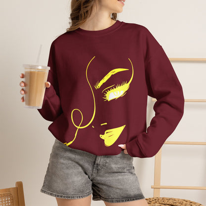 Minimal Gold Face Line Art Sweatshirt