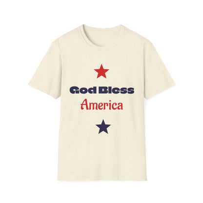 T-Shirt — "God Bless America" Patriotic Stars Tee