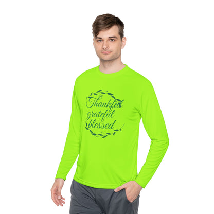 Long Sleeve Tee — "Thankful, Grateful, Blessed" Autumn Wreath Design