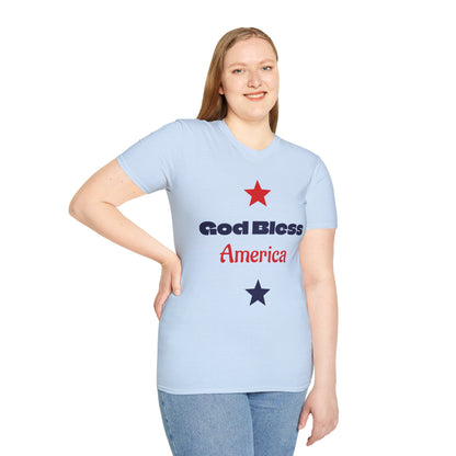 T-Shirt — "God Bless America" Patriotic Stars Tee