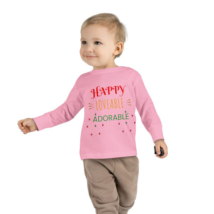 Happy Loveable Adorable Toddler Long Sleeve Tee